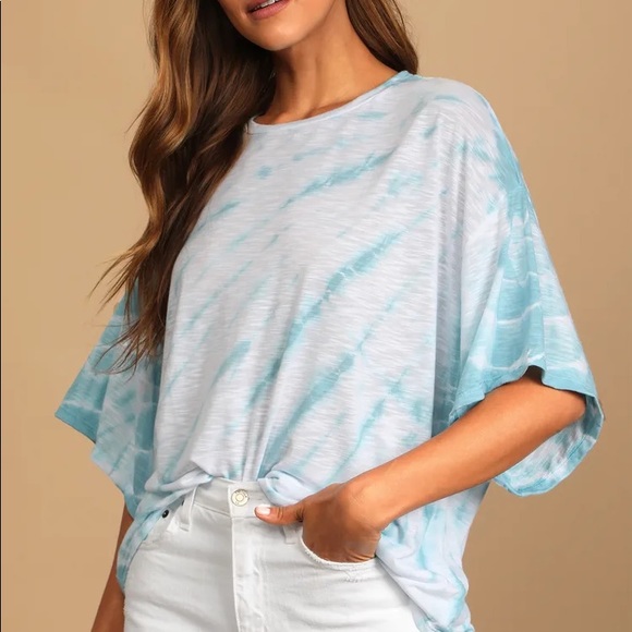 🦋Light Blue Tie-Dye Oversized Tee final price - Picture 2 of 4